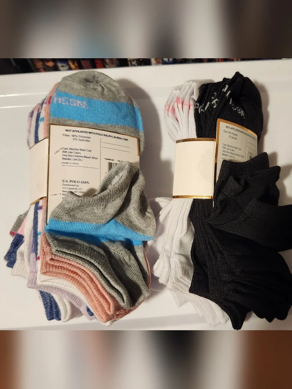 U.S. Polo Assn. Athletic Crew Socks Pack - Black, White, Gray, Blue, Pink